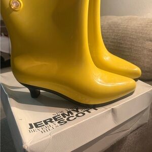 Rain Boots Melissa + Jeremy Scott Yellow Kitten Heel Ankle Size 8 Women’s New